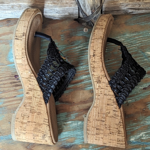 Grazie Sugar Skull Cork Wedges - Picture 10 of 11